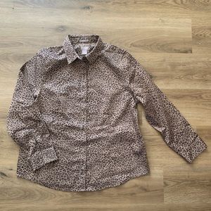 Chicos Leopard Print Button Down Shacket